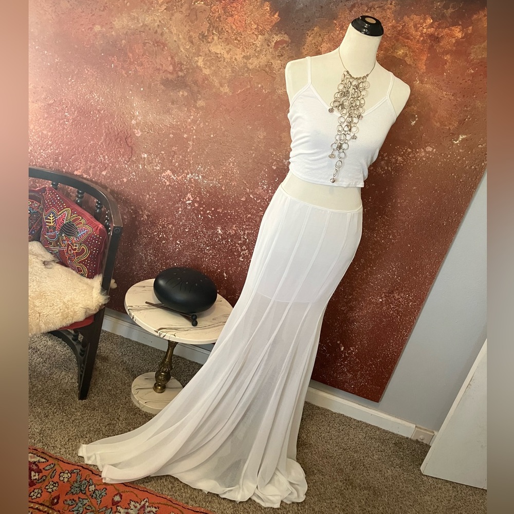Beautiful Enza Costa White Semi-Sheer Skirt - Bridal Brunch, Beach Wedding